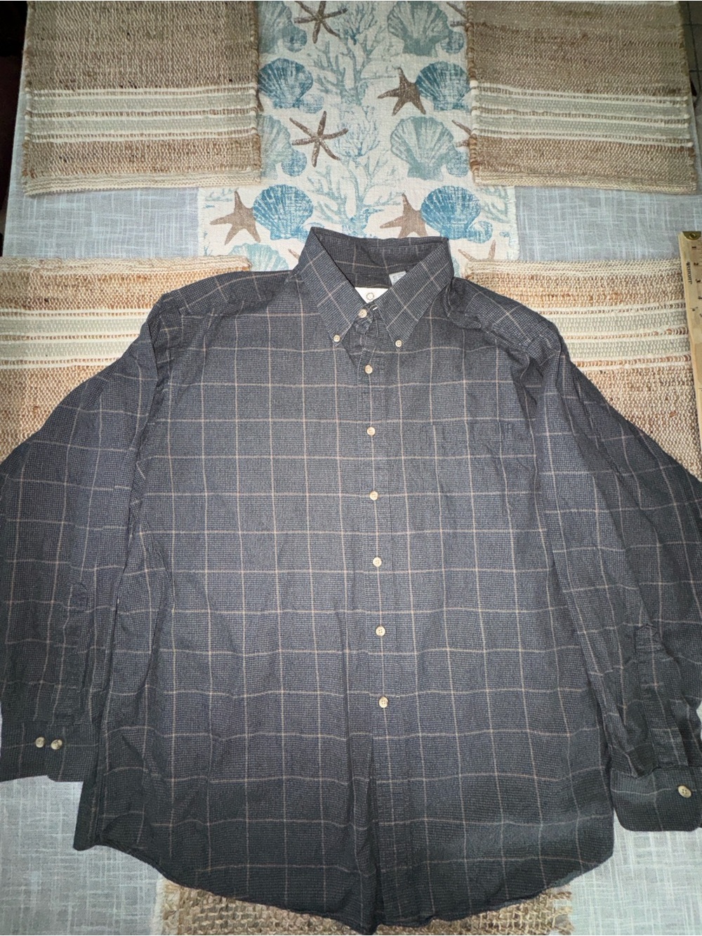 Viyella Men's Long Sleeve Shirt, Button-Down, Charcoal Windowpane, XXL